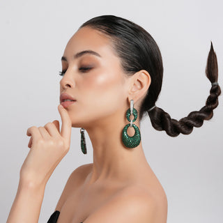 Irem - Green CZ Dangler Earrings