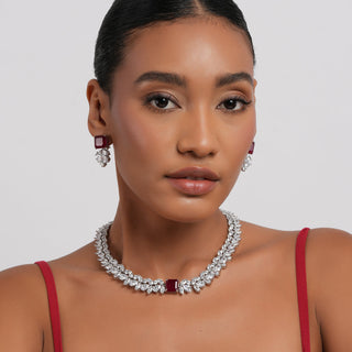 Daniya - Emerald Ruby stone & Cubic Zirconia necklace Set