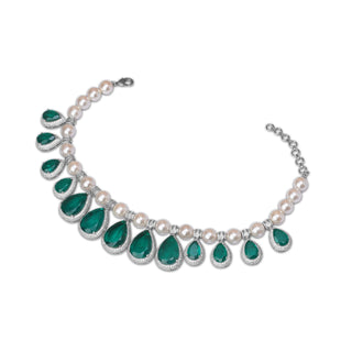 Bushrah - Pearl and Emerald Green Doublet Necklace