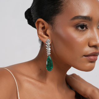 Ateeyah - CZ & Green Drop Earrings