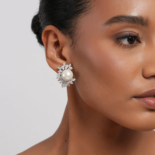 Zulfa - Pearl & CZ Earrings