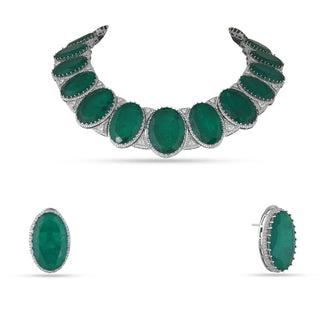 Hameeda - Green Stone necklace set