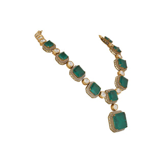 Hazirah - Emerald green stone necklace set