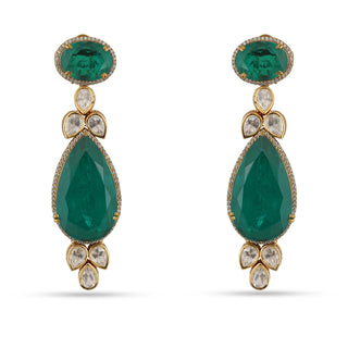 Humera - Kundan & Green Doublet Earrings