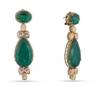 Humera - Kundan & Green Doublet Earrings