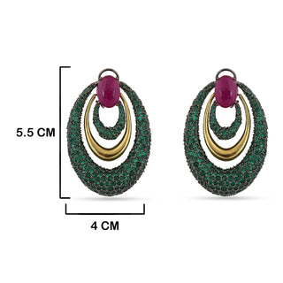 Hooria - Pink and Green Stone Earrings