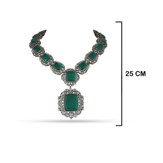 Hameeda - Green Doublet Stones Necklace Set