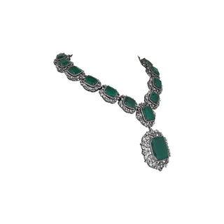 Hameeda - Green Doublet Stones Necklace Set
