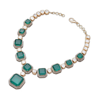 Hazirah - Emerald green stone necklace set