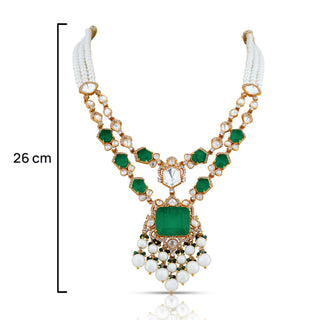 Emerald Polki Necklace Set