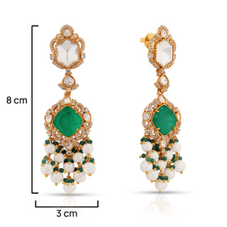 Emerald Stone and Polki necklace Set 