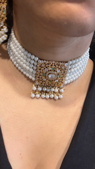 Preet - Pearl & Green Choker set