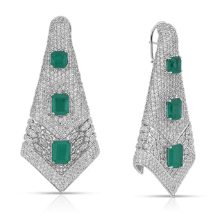 Alizeh - Green Doublet stone Dangler Earrings