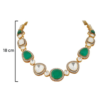 Raaya - Polki and Emerald Green Stone Necklace Set