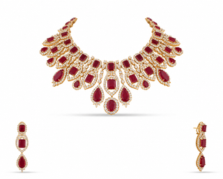 Afra - Cubic Zirconia Emerald Green Necklace Set