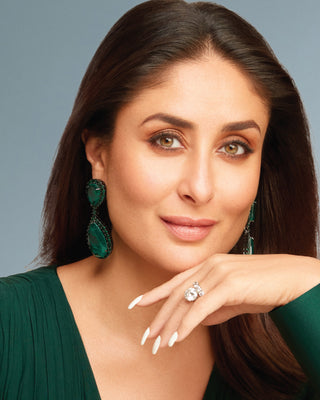 Kareena Kapoor Khan in Flora -  Emerald Green Doublet Drop Earrings