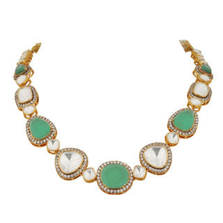 Raaya - Polki and Mint Green Stone Necklace Set