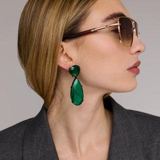 Aatifa - Emerald Green Doublet Drop Earrings