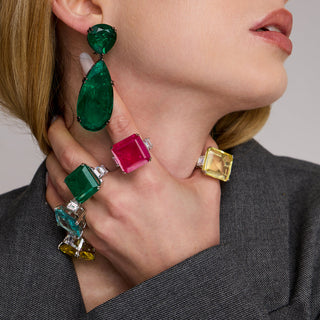 Aatifa - Emerald Green Doublet Drop Earrings