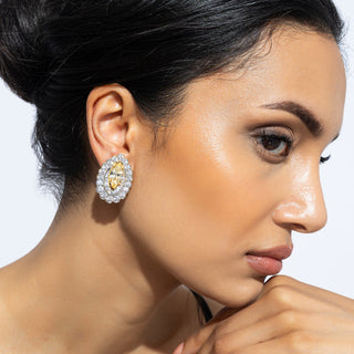 Desiree - Yellow CZ Stud Earrings