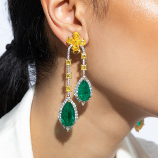 Aaliyah - Yellow & Green Dangler Earring