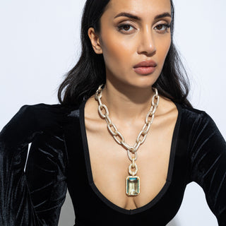 Adrena - Aqua Pendant Chain Necklace