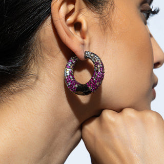 Atika - Pink CZ Hoop Earrings