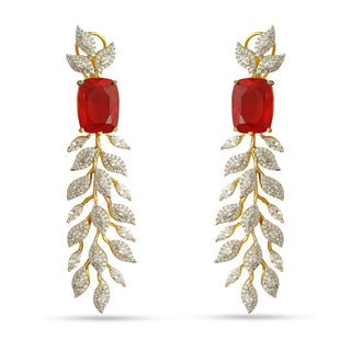 Jian - Red Stone Dangler Earrings