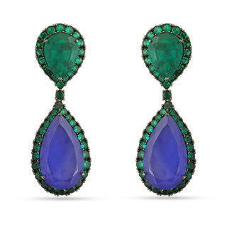 Flora -  Green and Blue Doublet Drop Earrings