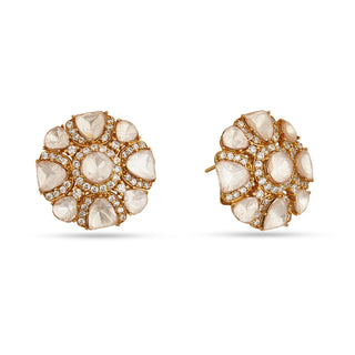 Kaheesha - Gold Plated Polki Stud Earrings