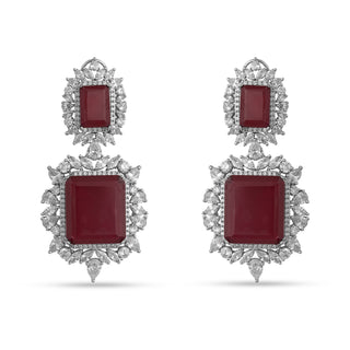 Louise - Ruby Like Stone & CZ Earrings