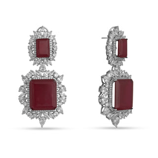 Louise - Ruby Like Stone & CZ Earrings