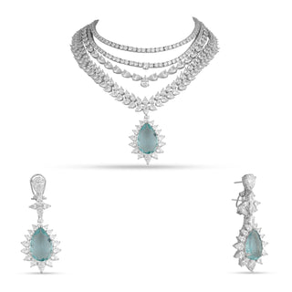 Ashalina - Layered CZ Green Stone Necklace Set