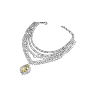 Ashalina - Layered CZ Yellow Stone Necklace Set