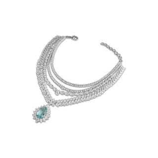 Ashalina - Layered CZ Aqua Blue Stone Necklace Set