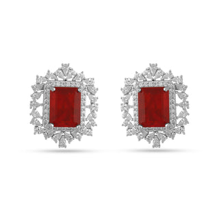 Fadela Red Doublet & CZ Earrings