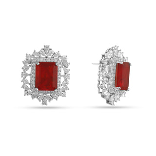 Fadela Red Doublet & CZ Earrings