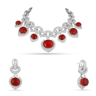 Ikram - Red Doublet Necklace Set