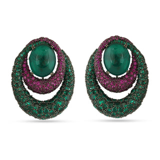 Ishaal - Green & Pink earrings