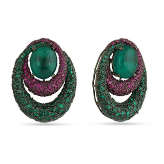 Ishaal - Green & Pink earrings