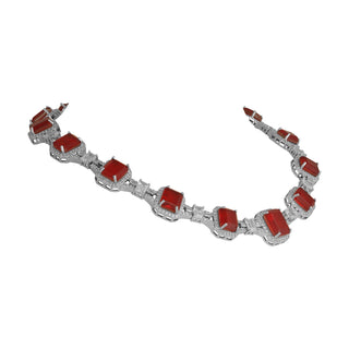 Inga - Red Doublet Stone & CZ Necklace Set