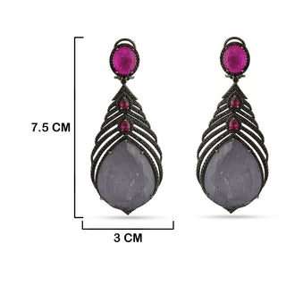 Ishraq - Grey & Pink Doublet Stone Earring