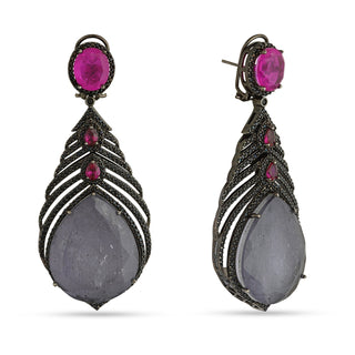 Ishraq - Grey & Pink Doublet Stone Earring