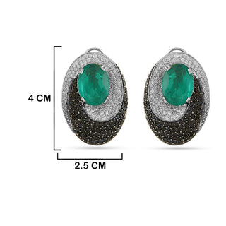 Izdihar - Black CZ & Green Centre Earrings