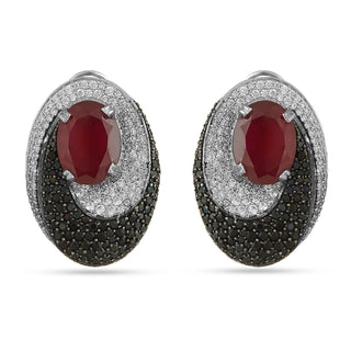 Izdihar - Black CZ & Ruby Centre Earrings