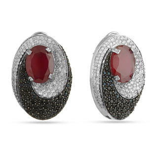 Izdihar - Black CZ & Ruby Centre Earrings