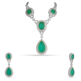 Ilm - Green Doublet Statement Necklace Set