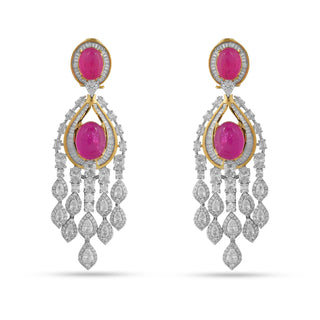 Izzah - Pink Stone Dangler Earrings