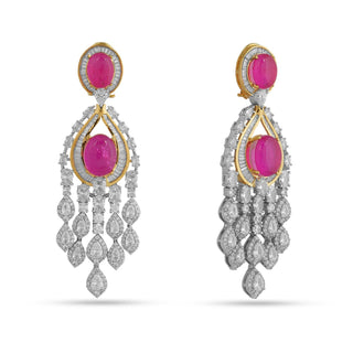 Izzah - Pink Stone Dangler Earrings