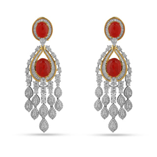 Izzah - Red Stone Dangler Earrings